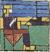 Theo van Doesburg Girl Knitting on the Harbor. painting